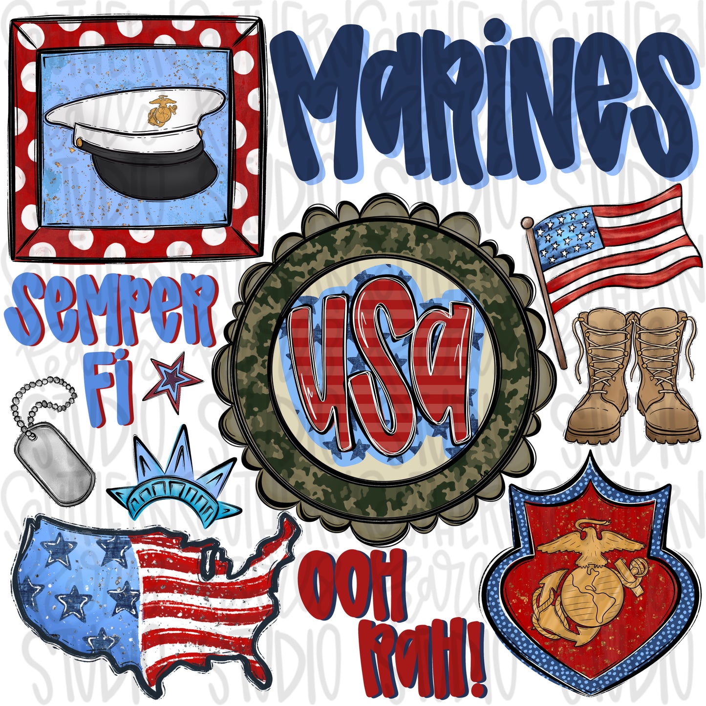 Marine collage | patriotic | Digital Download | Women’s, Kids Shirt PNG