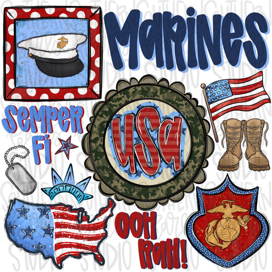 Marine collage | patriotic | Digital Download | Women’s, Kids Shirt PNG
