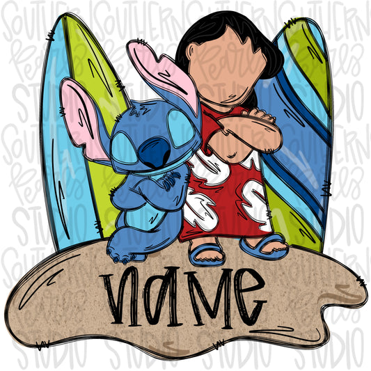 Alien and friend with name patch | PNG files| Sublimation Design | Digital Download | Women’s, Kids Shirt PNG SVG