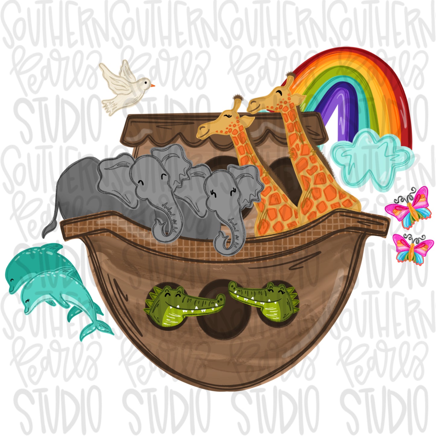 Noah’s ark png, bright png, preppy png, girly png, spring png, trendy png, whimsy png, Womens png, Kids png, later gator png