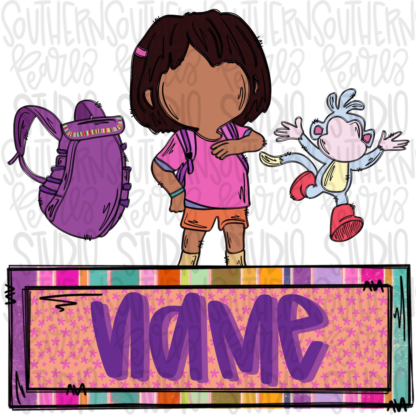 Hispanic girl and friends with name patch | Sublimation Design | Digital Download | Women’s, Kids Shirt PNG