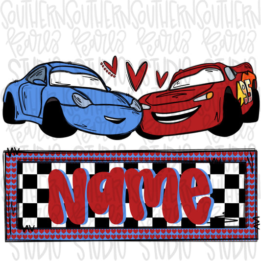 Racing car and blue with Name Patch | PNG files| Sublimation Design | Digital Download | Women’s, Kids Shirt PNG SVG