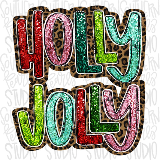 Sequin Holly Jolly Colorful | Sublimation Design | Digital Download | Women’s, Kids Shirt PNG