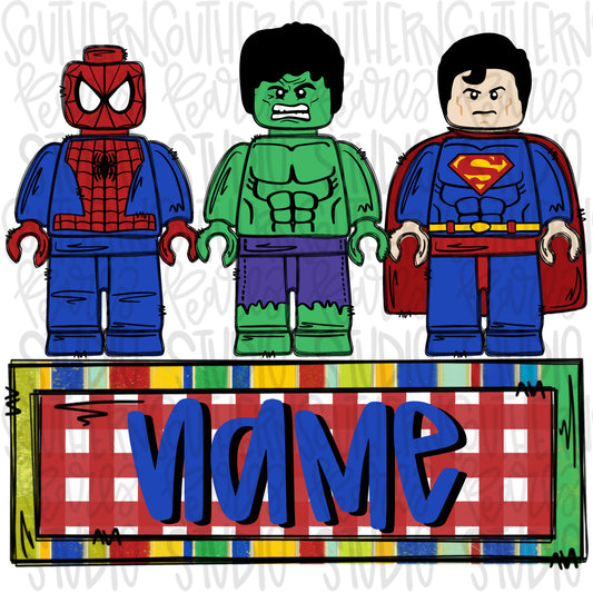 Block men trio with name patch | Sublimation Design | Digital Download | Women’s, Kids Shirt PNG