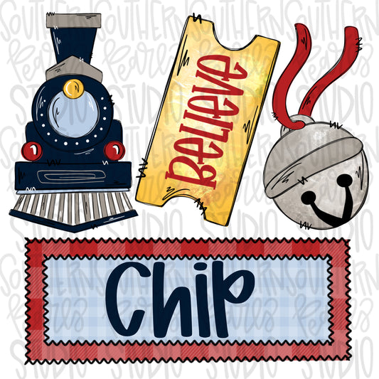 Christmas train with name patch| Sublimation Design | Digital Download | Women’s, Kids Shirt PNG