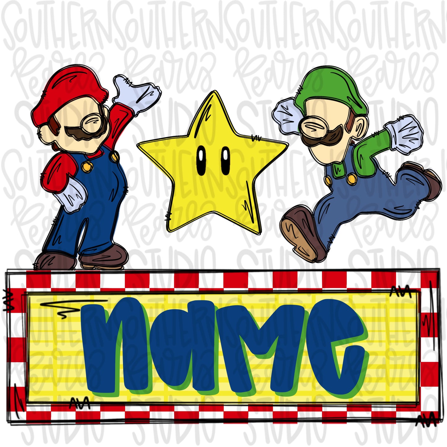 Super Brothers and star with name patch | PNG files| Sublimation Design | Digital Download | Women’s, Kids Shirt PNG SVG