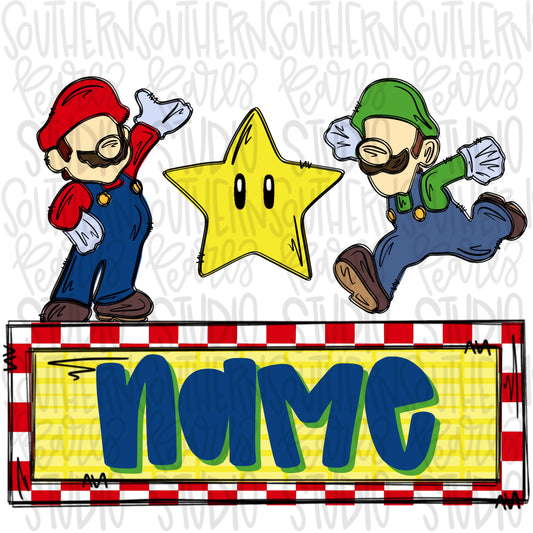 Super Brothers and star with name patch | PNG files| Sublimation Design | Digital Download | Women’s, Kids Shirt PNG SVG