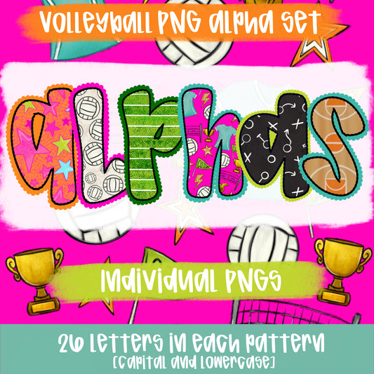 Volleyball Alpha | PNG Font | Sublimation Design | Digital Download | Women’s, Kids Shirt PNG