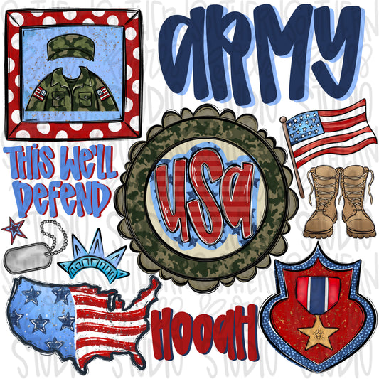 Army collage | patriotic | Digital Download | Women’s, Kids Shirt PNG