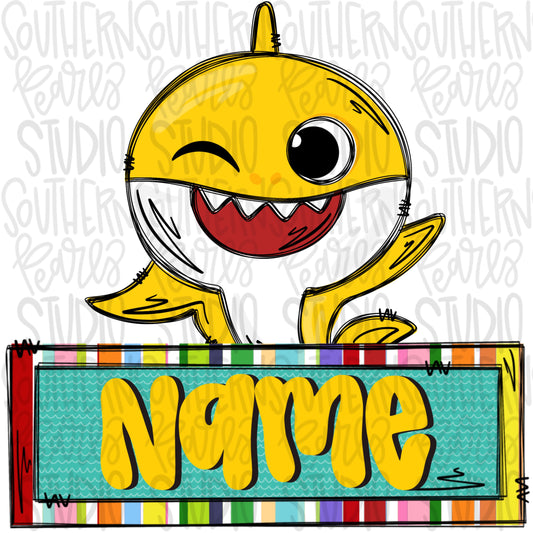 Shark with name patch | PNG files| Sublimation Design | Digital Download | Women’s, Kids Shirt PNG SVG