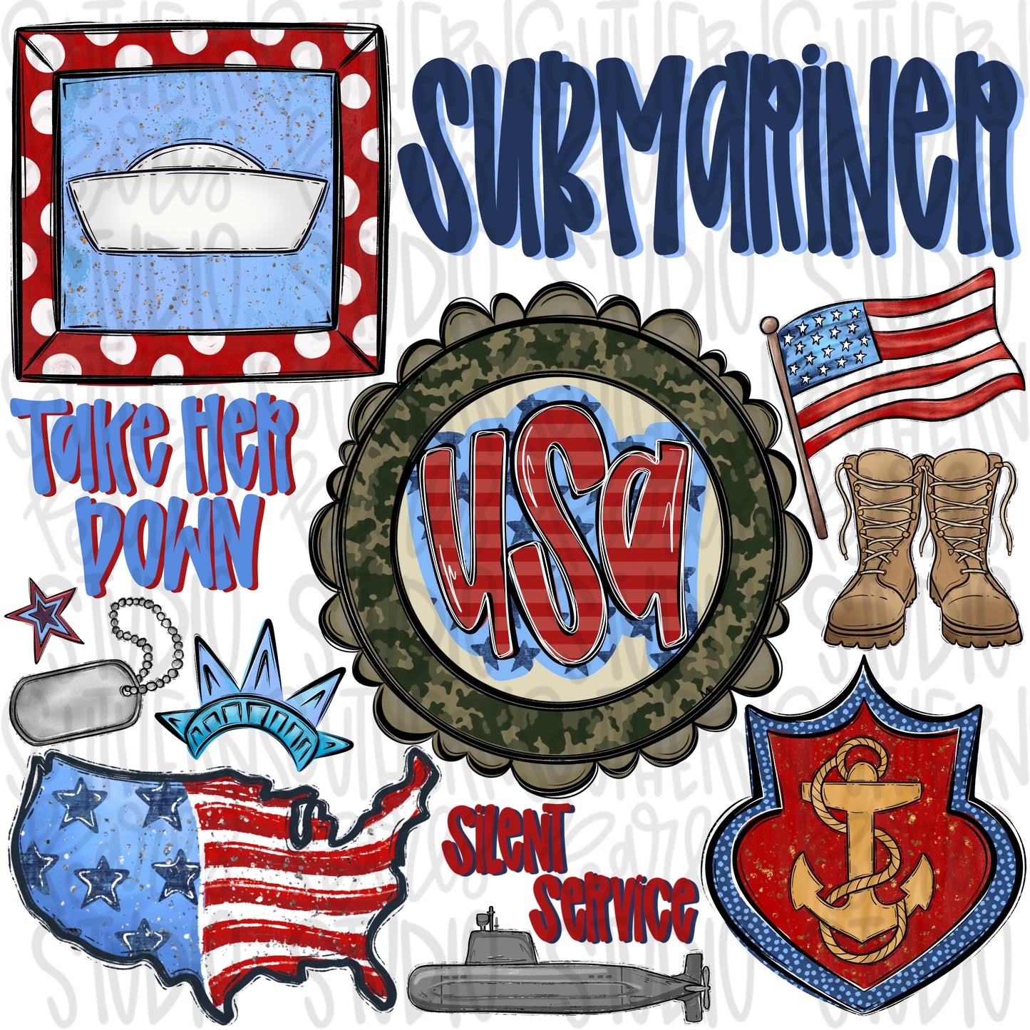 Submariner collage | patriotic | Digital Download | Women’s, Kids Shirt PNG