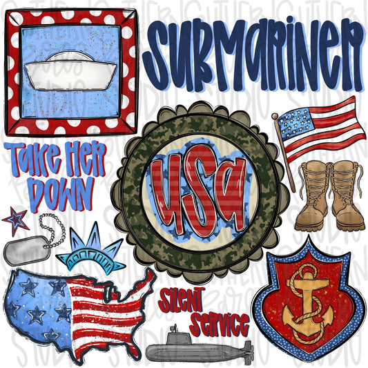 Submariner collage | patriotic | Digital Download | Women’s, Kids Shirt PNG