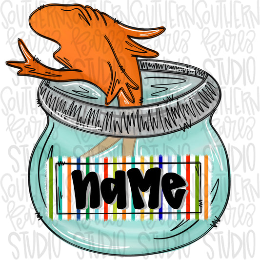 Fish in bowl with name patch | PNG files| Sublimation Design | Digital Download | Women’s, Kids Shirt PNG SVG