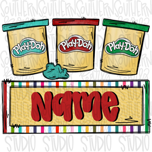 Modeling clay trio with Name Patch | PNG files| Sublimation Design | Digital Download | Women’s, Kids Shirt PNG SVG