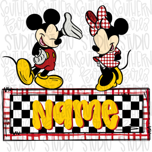 Mouse friends with Name Patch | PNG files| Sublimation Design | Digital Download | Women’s, Kids Shirt PNG SVG