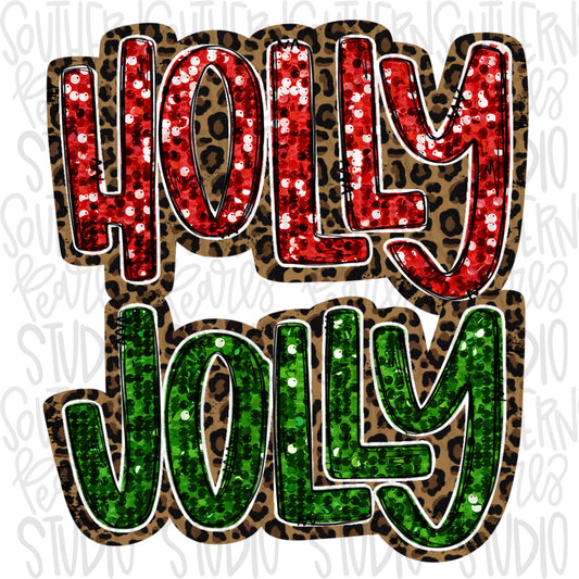 Sequin Holly Jolly Red and Green | Sublimation Design | Digital Download | Women’s, Kids Shirt PNG