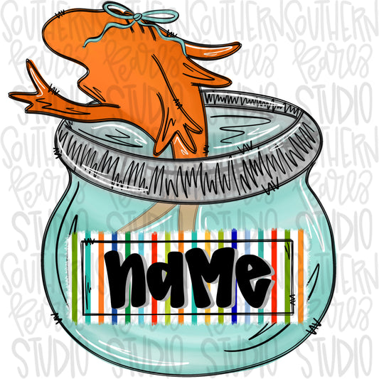 Fish in bowl with bow and name patch | PNG files| Sublimation Design | Digital Download | Women’s, Kids Shirt PNG SVG