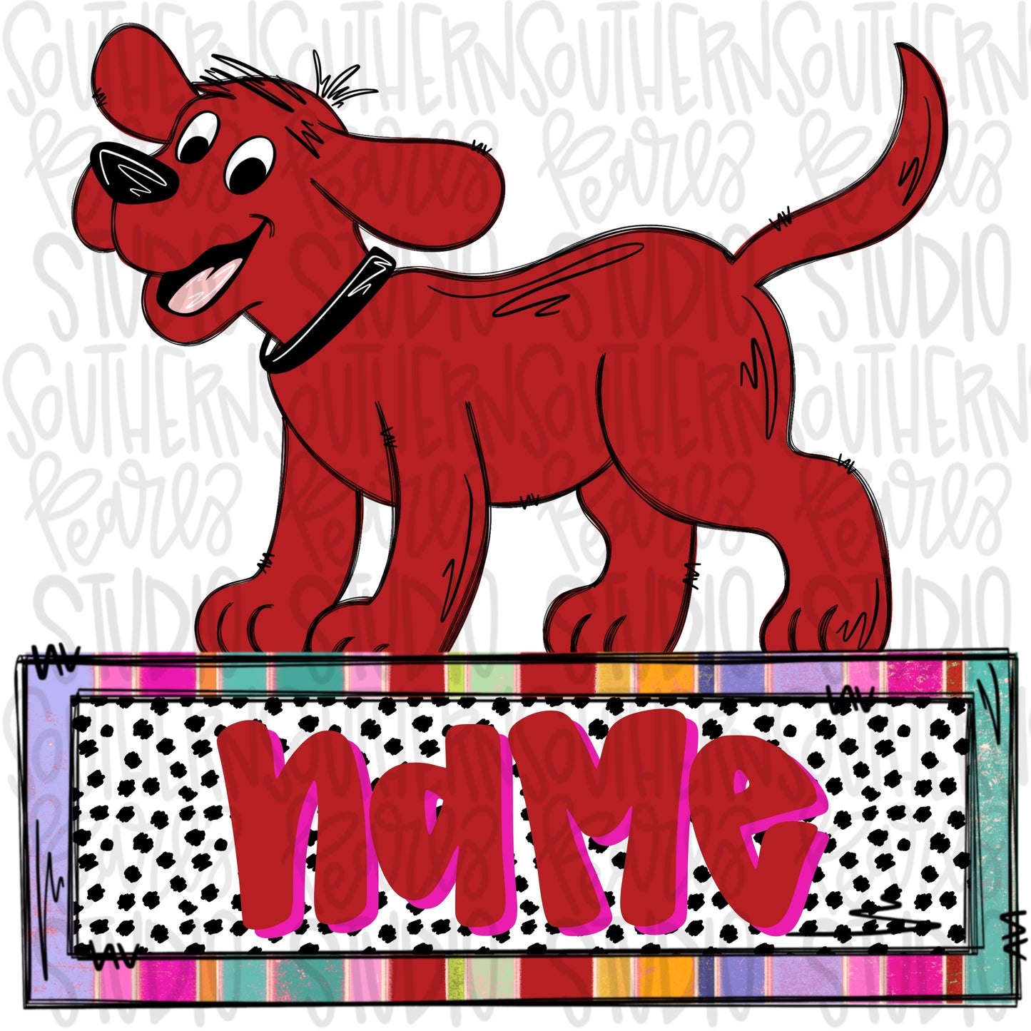 Red dog with name patch girly | PNG | Sublimation | Design Download