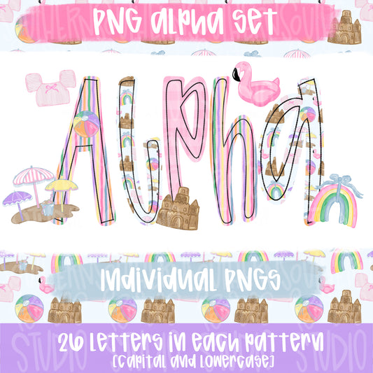 Jubilee Alpha Set Girl | summer alpha, beach alpha, striped alpha, gingham alpha | PNG Font | Sublimation Design | Digital Download