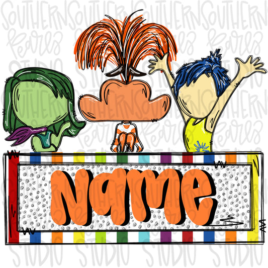 Emotions trio with name patch | PNG files| Sublimation Design | Digital Download | Women’s, Kids Shirt PNG SVG