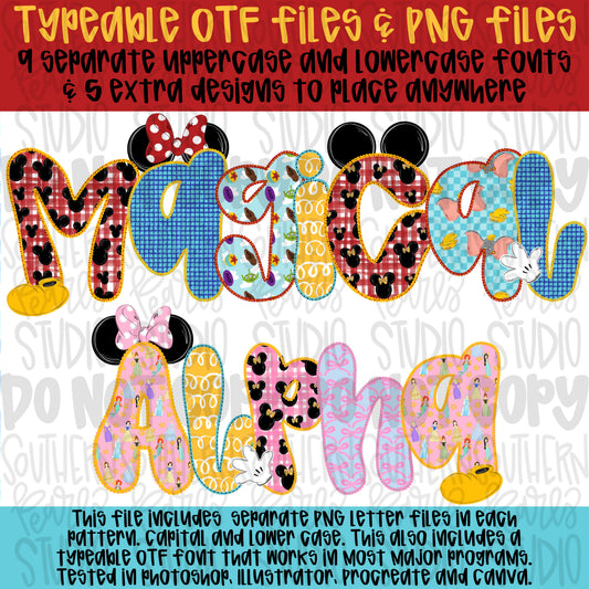 Magical Alpha Set | vacation alpha, colorful alpha, striped alpha, gingham alpha | PNG Font | Sublimation Design | Digital Download