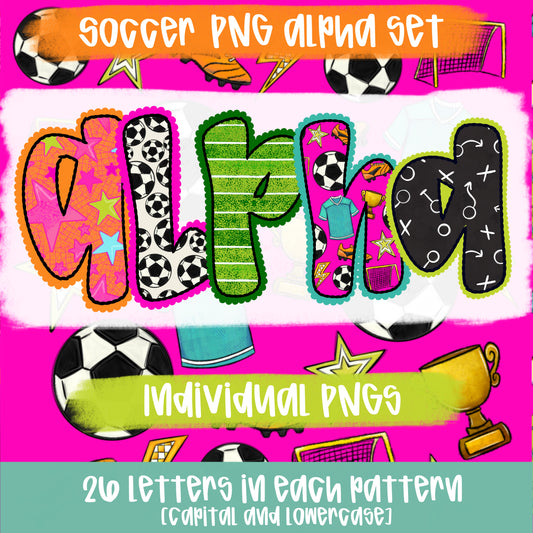 Soccer Alpha | PNG Font | Sublimation Design | Digital Download | Women’s, Kids Shirt PNG