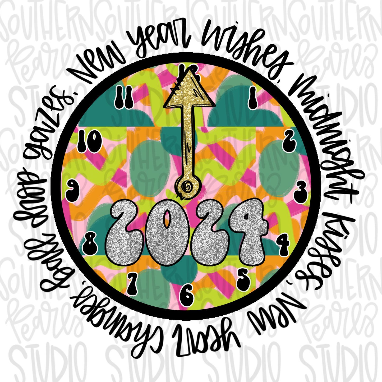 2024 New Year Clock | Sublimation Design | Digital Download |  women’s, Kids Shirt PNG