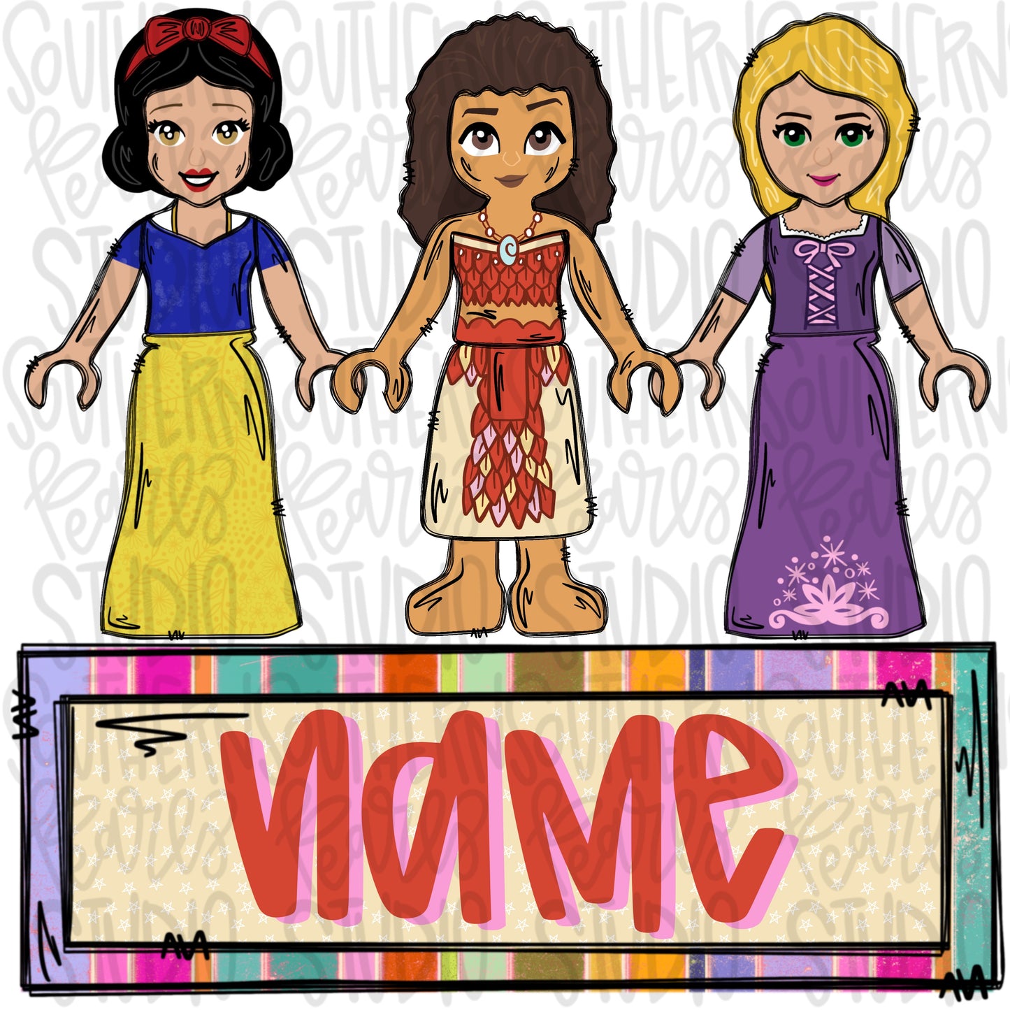 Block girls trio with name patch | Sublimation Design | Digital Download | Women’s, Kids Shirt PNG