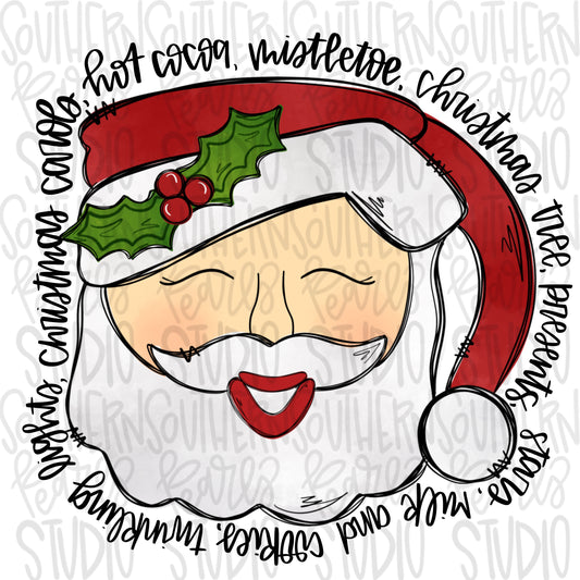 Santa Mug with wrapped wording | Sublimation Design | Digital Download | Women’s, Kids Shirt PNG