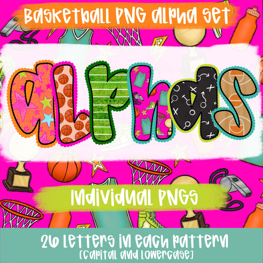 Basketball Alpha | PNG Font | Sublimation Design | Digital Download | Women’s, Kids Shirt PNG