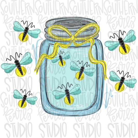 Fireflies in mason jar with bow png, girly png, spring png, trendy png, whimsy png, Womens png, Kids png, later gator png