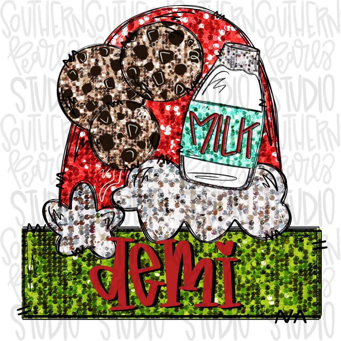 Sequin Milk and Cookies name patch | Sublimation Design | Digital Download | Women’s, Kids Shirt PNG