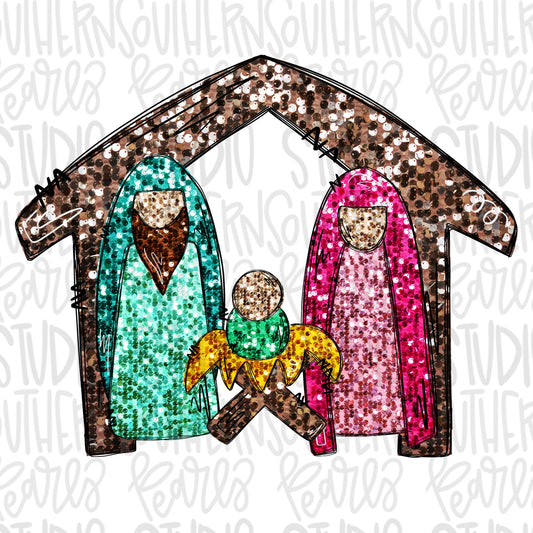 Sequin Nativity | Sublimation Design | Digital Download | Women’s, Kids Shirt PNG