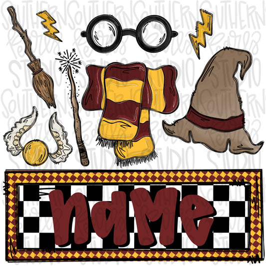 Wizard items with name patch | Sublimation Design | Digital Download | Kids PNG