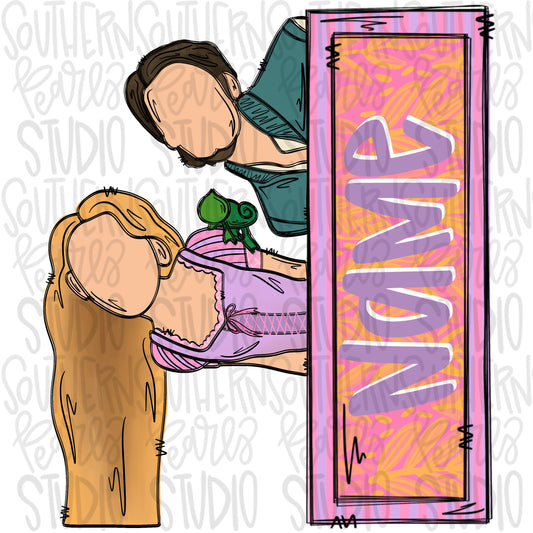 Golden hair girl with friends and name patch | PNG files| Sublimation Design | Digital Download | Women’s, Kids Shirt PNG SVG