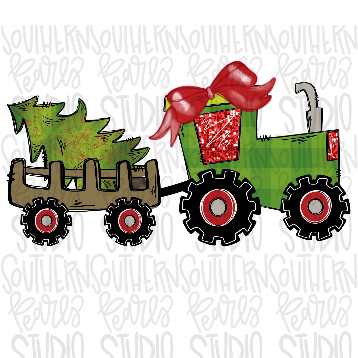 Tractor with Christmas tree girl | Sublimation Design | Digital Download | Women’s, Kids Shirt PNG