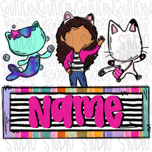 Girls dollhouse and friends with name patch | PNG files| Sublimation Design | Digital Download | Women’s, Kids Shirt PNG SVG