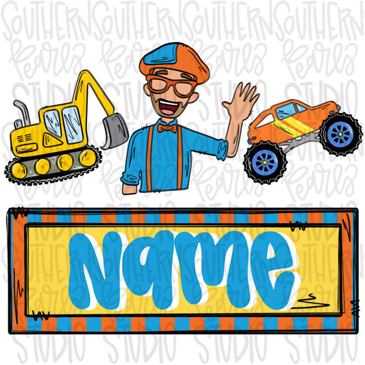 Blue and orange man trio with Name Patch | PNG files| Sublimation Design | Digital Download | Women’s, Kids Shirt PNG SVG