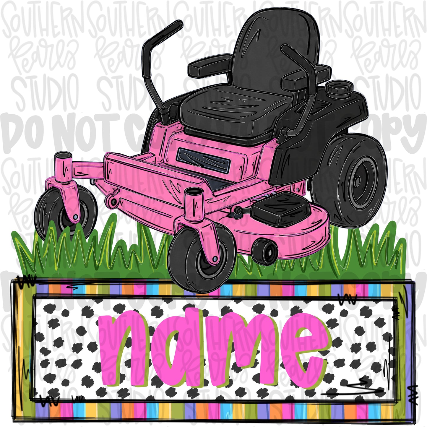 Girl Lawn mower zero turn with name patch  | Sublimation Design | Digital Download | Women’s, Kids Shirt PNG