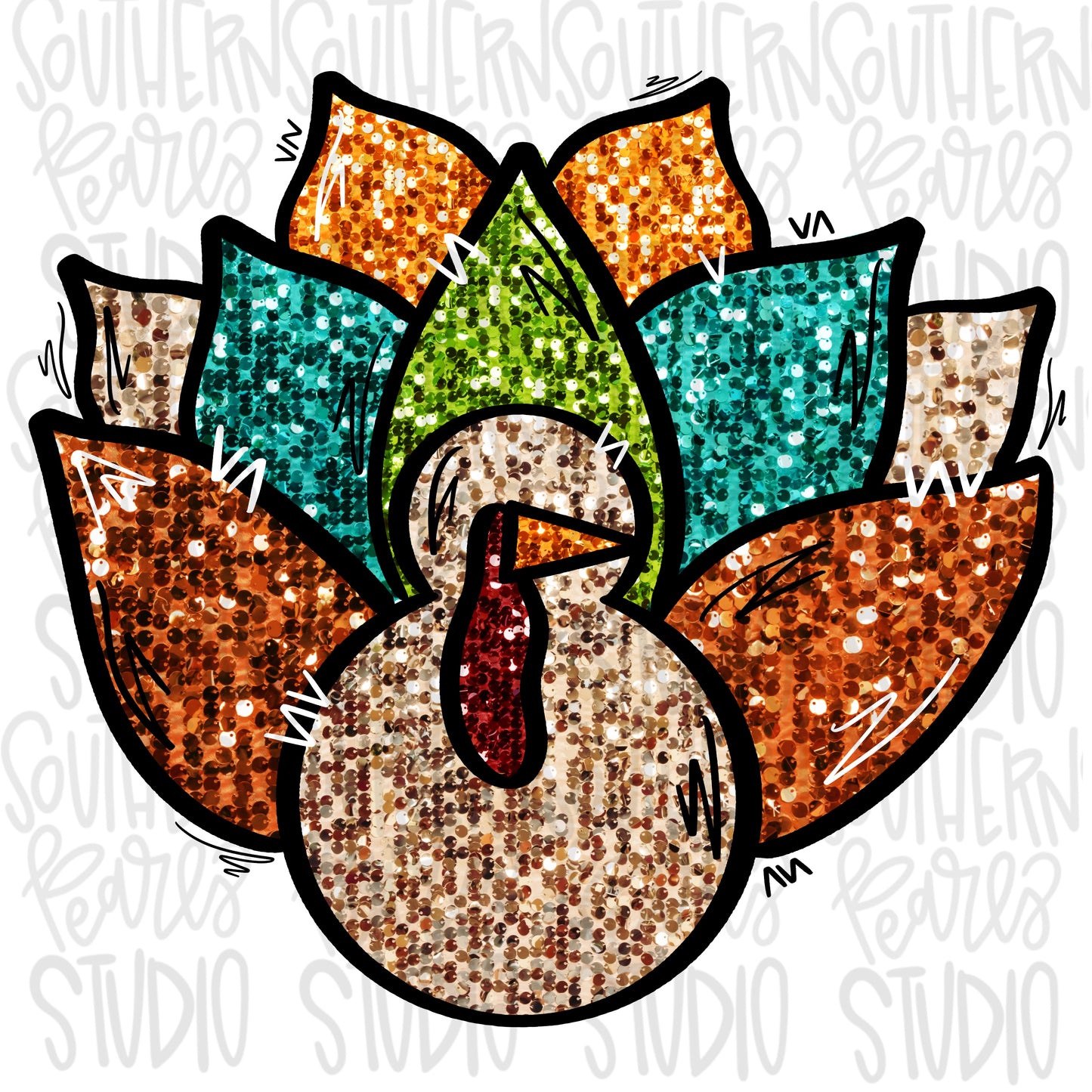 Sequin Turkey | Sublimation Design | Digital Download | Women’s, Kids Shirt PNG