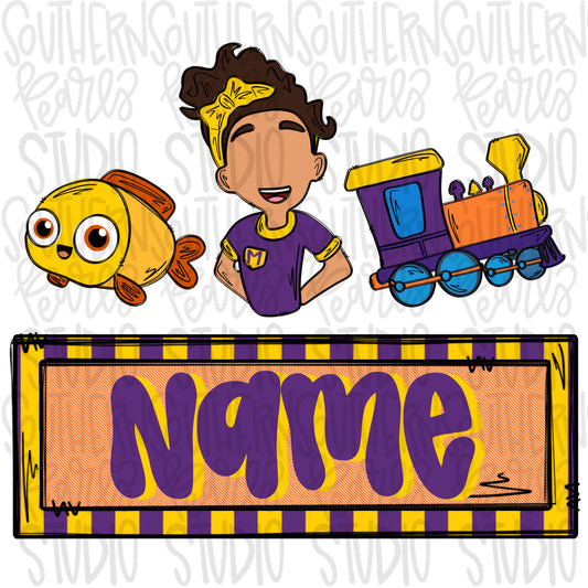Purple and yellow girl trio with Name Patch | PNG files| Sublimation Design | Digital Download | Women’s, Kids Shirt PNG SVG