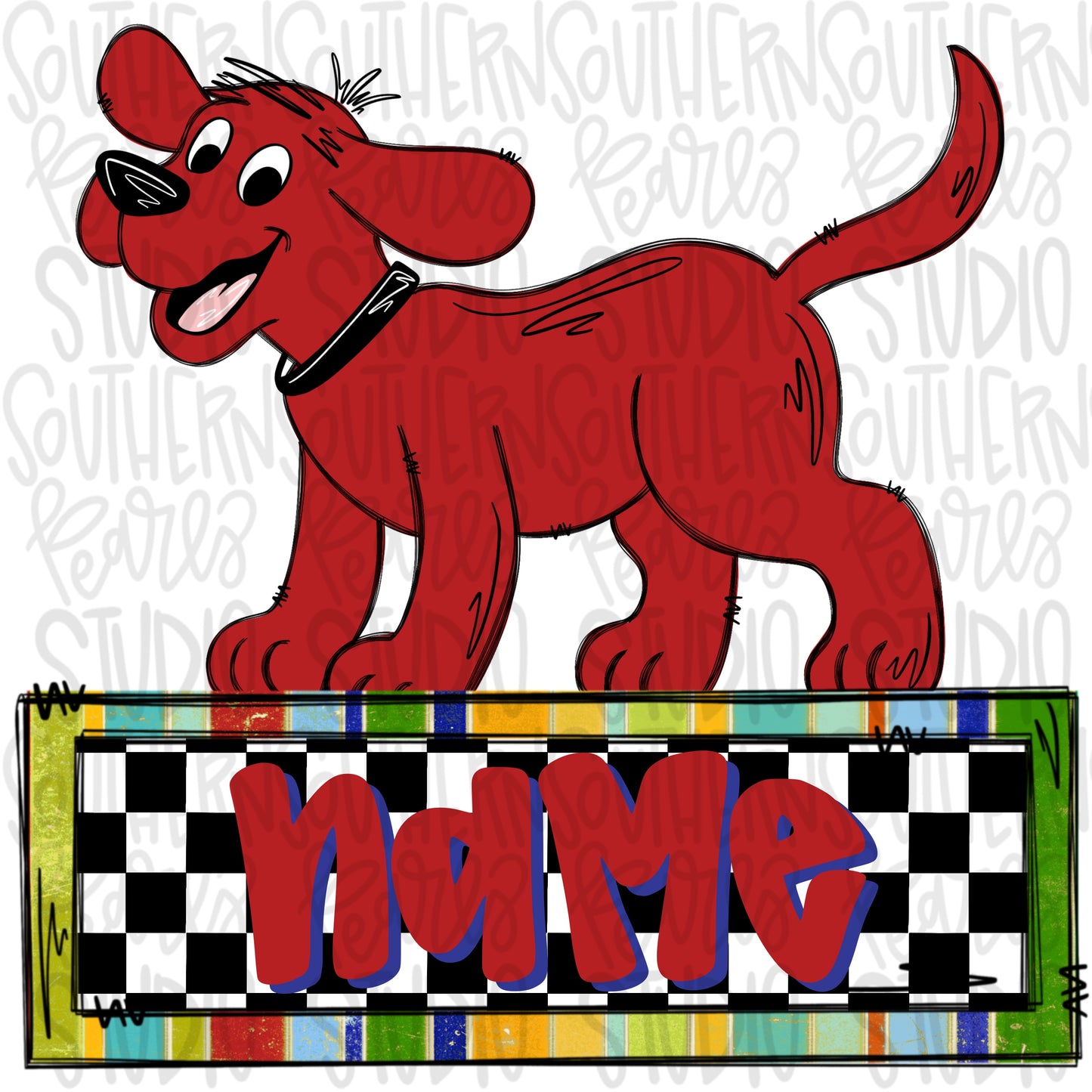 Red dog with name patch | PNG | Sublimation | Design Download