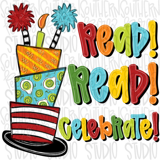 Read! Read! Celebrate! | PNG files| Sublimation Design | Digital Download | Women’s, Kids Shirt PNG SVG