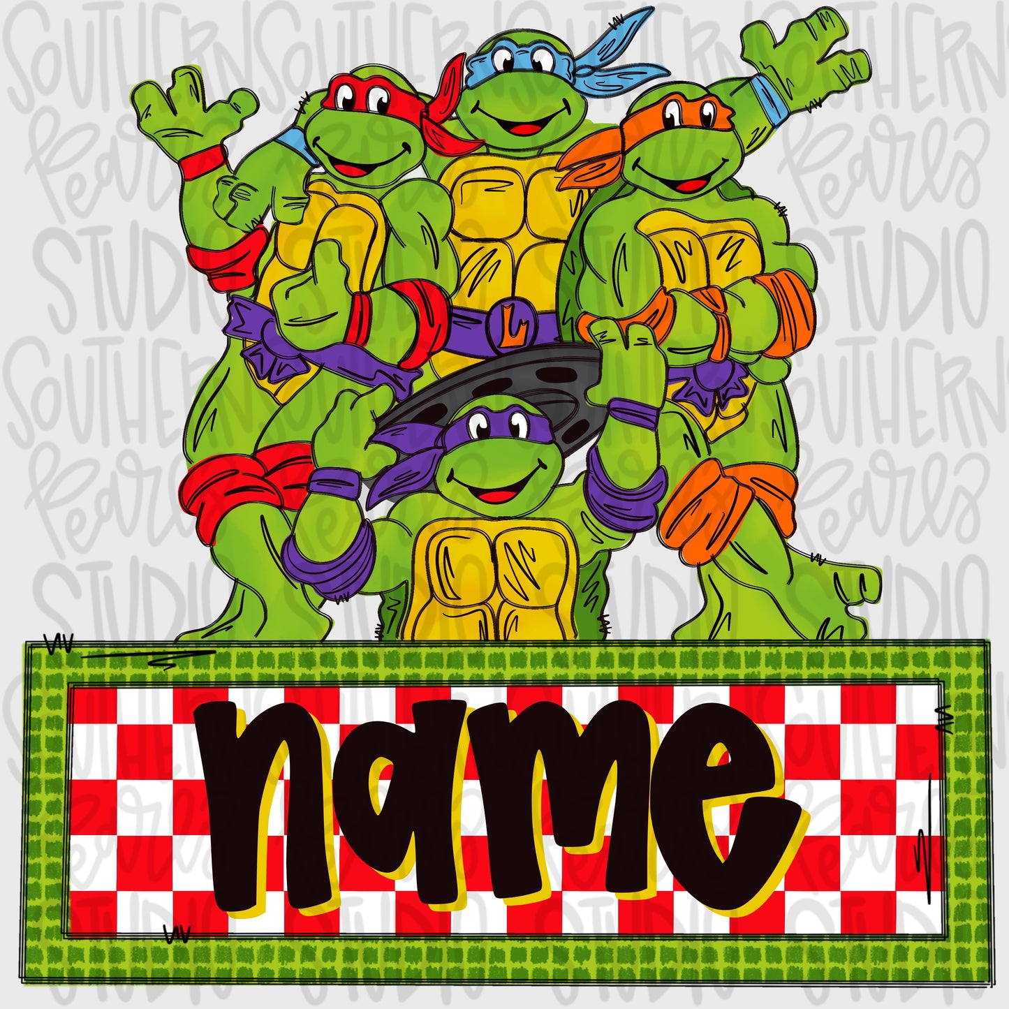 Turtle friends with name patch | Sublimation Design | Digital Download | Women’s, Kids Shirt PNG