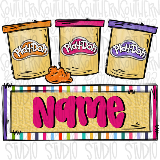 Modeling clay trio girly with Name Patch | PNG files| Sublimation Design | Digital Download | Women’s, Kids Shirt PNG SVG
