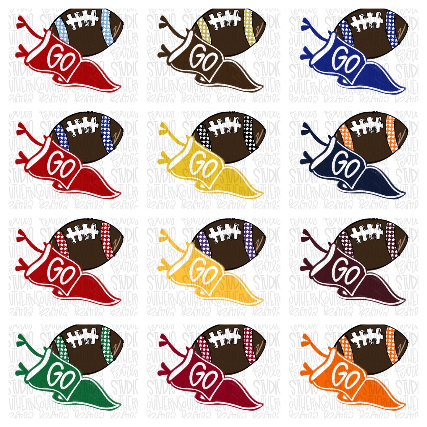 BUNDLE of 12 Football Field Goal school colors | Sublimation Design | Digital Download | Women’s, Kids Shirt PNG