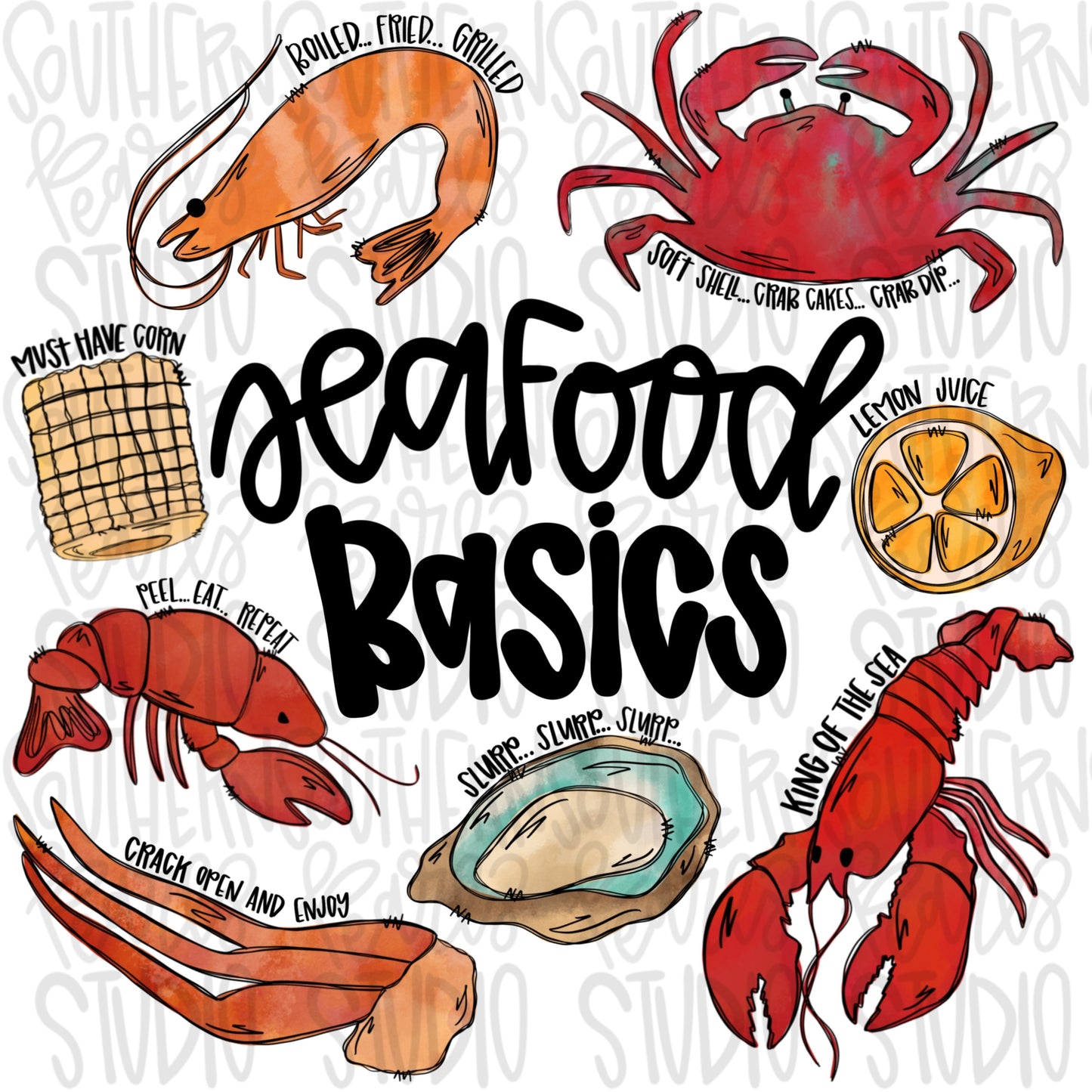 Seafood Basics | Crawfish Season | Sublimation Design | Digital Download | Women’s, Kids Shirt PNG