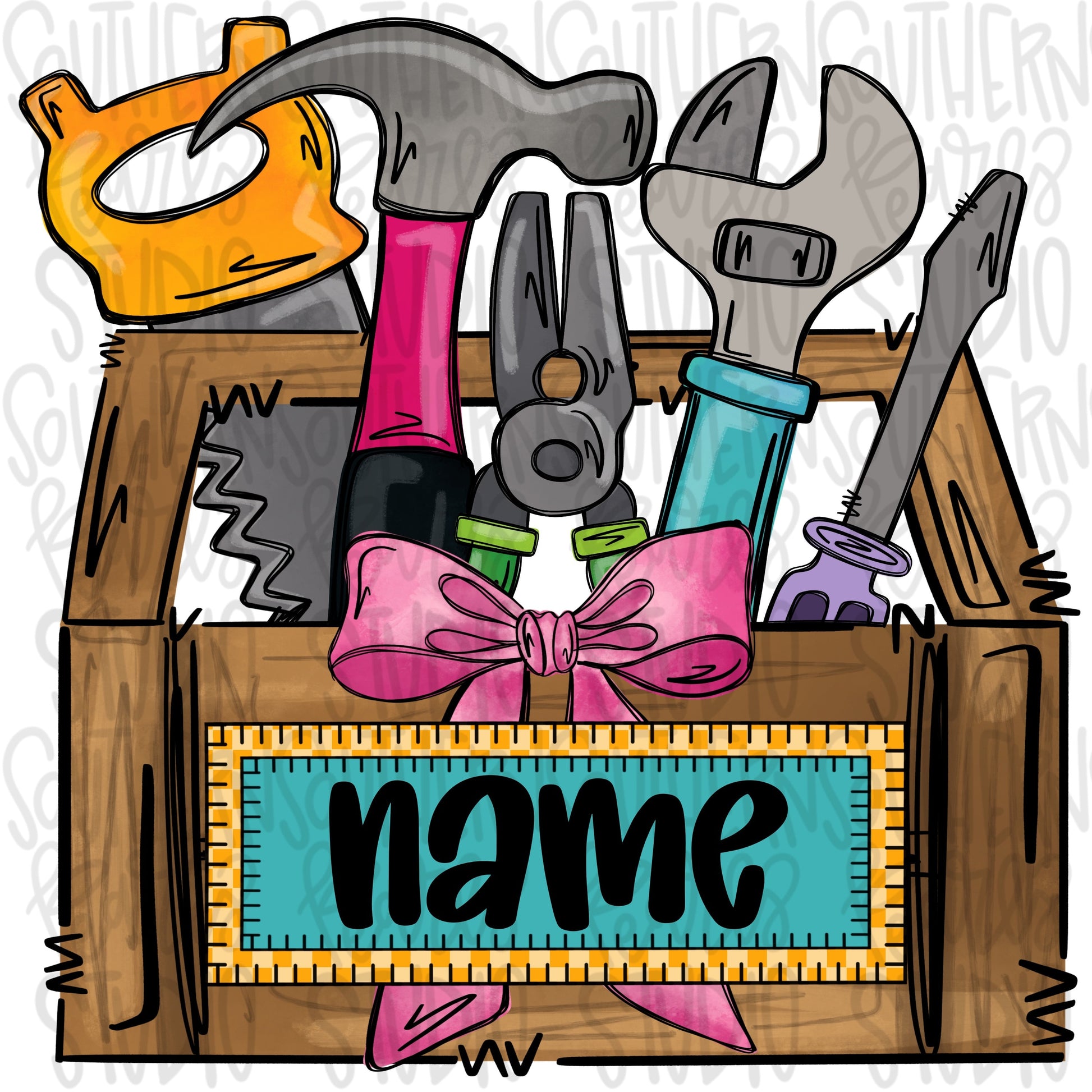 Toolbox with name plate girl | Sublimation Design | Digital Download | Women’s, Kids Shirt PNG