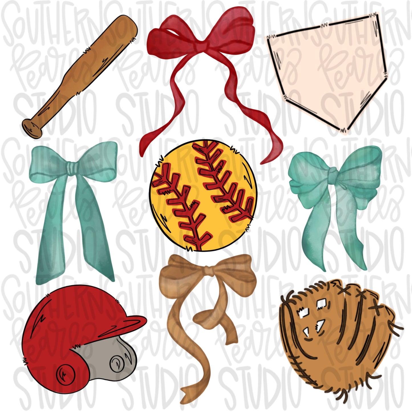 Softball Bow Collage | Couquette | Sublimation Design | Digital Download | Women’s, Kids Shirt PNG