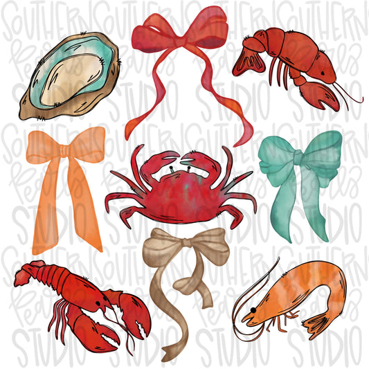 Seafood Bow Collage | Couquette | Sublimation Design | Digital Download | Women’s, Kids Shirt PNG